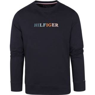 👉 Sweater effen male donkerblauw s blauw katoen Tommy Hilfiger Contrast Logo 8720117833675 2900063455015