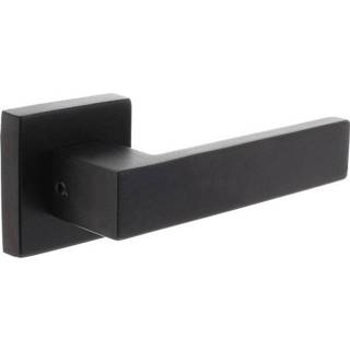 👉 Deur kruk RVS zwart Intersteel Deurkruk Amsterdam op massieve vierkante rozet achterdeurbeslag - RVS/mat 8714186571132