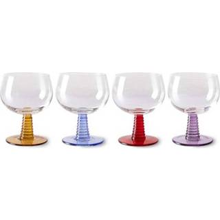 👉 Wijnglas active HKliving Swirl mixed colours laag set van 4 8718921050739