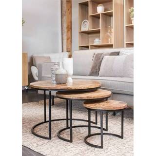 👉 Salontafel active mannen Nested set van 3 mango