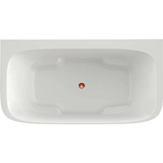 👉 Wit Xenz Valerie halfvrijstaand bad 190x90cm - mat met badafvoer-/overloopcombinatie oud koper 8720247166056