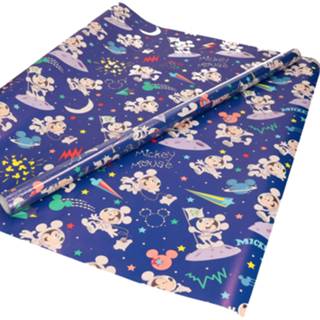 👉 Inpakpapier jongens 1x Inpakpapier/cadeaupapier Disney Mickey Mouse donkerblauw 200 x 70 cm op rol