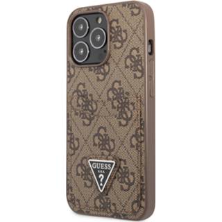 👉 Guess Saffiano iPhone 13 Pro kaarthouder hoesje - Bruin