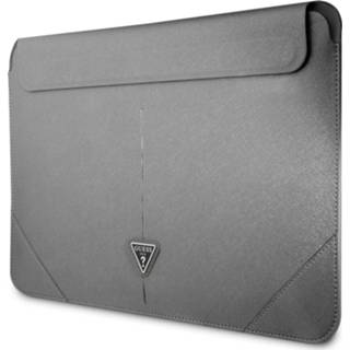 👉 Guess Saffiano Triangle Logo Laptop sleeve 13 tot en met 14 inch - Grijs