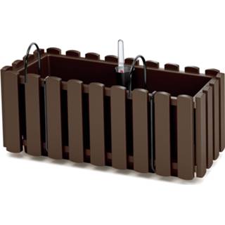 Plantenbak kunststof Fence-look ophang plantenbak/bloembak 38 x 18 16 cm houtbruin
