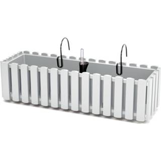 👉 Plantenbak wit kunststof parel Fence-look ophang plantenbak/bloembak 58 x 18 16 cm