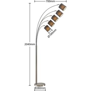 👉 Vloerlamp grijs nikkel Lindby Abiram vloerlamp, nikkel/donkergrijs 4251911732740
