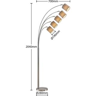 👉 Vloerlamp nikkel Lindby Abiram vloerlamp, nikkel/taupe 4251911732757