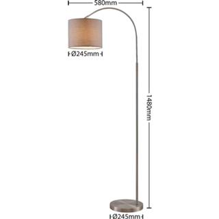 👉 Vloerlamp nikkel Satijn Lindby Keriba vloerlamp, nikkel/taupe 4251911732597