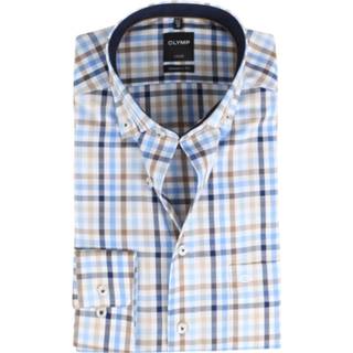 👉 Shirt strijkvrij katoen blauw male effen OLYMP Luxor Geruit 4066425015940 2900058163017