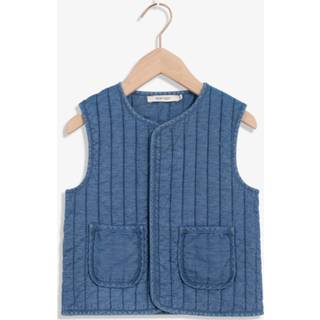👉 Gilet katoen active knopen platte kraag blauw Donkerblauw denim doorgestikt 2000082237040