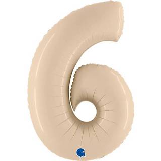 👉 Folieballon nude folie cijfer satijn active Satin 6 102 cm - Crème 8050195400064