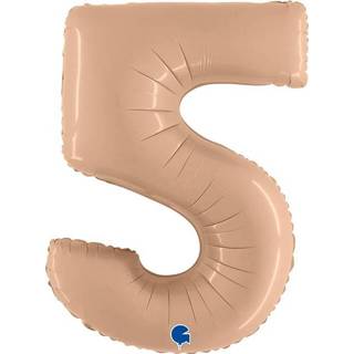 👉 Folieballon nude folie cijfer satijn active Satin 5 102 cm - Crème 8050195400057