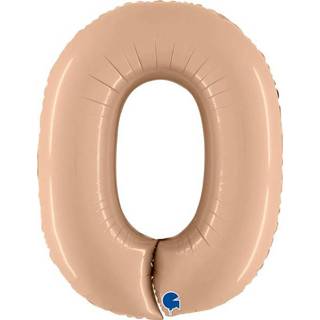 👉 Folieballon nude folie cijfer satijn active Satin 0 102 cm - 8050195400101