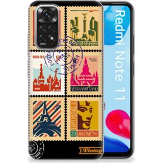 👉 Postzegel siliconen Xiaomi Redmi 10 | Note 11 4G Back Cover Postzegels 8720632271372