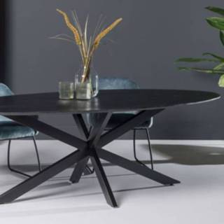 👉 Eettafel zwart Ovale Oslo Acasia Black 180 cm 7439612555517