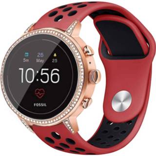 👉 Sportband rood zwart Strap-it Fossil Gen 5e 42mm sport bandje rood/zwart 8720763488861