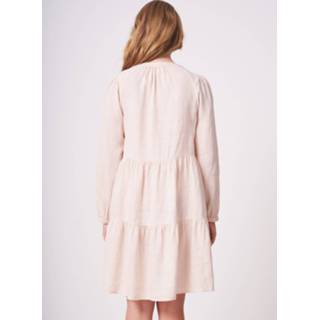 👉 Jurk linnen vrouwen beige Gelaagde A-lijn van zuiver 8717597949460