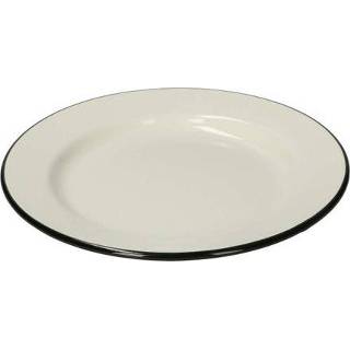 👉 Bord, emaille, zwart/wit,Ø 22 cm