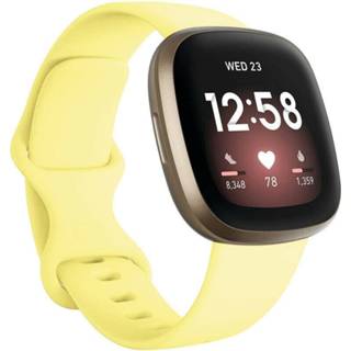 👉 Siliconen band geel Strap-it Fitbit Versa 4 bandje (geel) 8720763497061