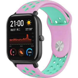 👉 Sportband roze Strap-it Xiaomi Amazfit GTS sport band (roze/aqua) 8720836200239