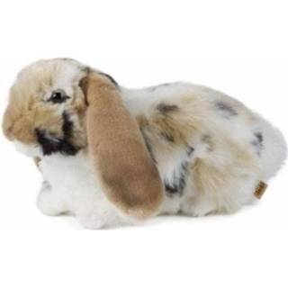 👉 Konijnen knuffel pluche active bruine witte bruine/witte liggend 30 cm knuffeldieren