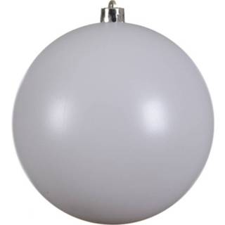 Kerstbal kunststof active witte 1x Grote winter kerstballen van 14 cm mat