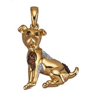 👉 Hanger zwart multicolor goud legering geel vrouwen Hond van 14 kt. goud, deels gerodineerd Diemer Highlights 4055709108072