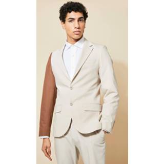 👉 Gesplitste Skinny Fit Colbert Met Enkele Rij Knopen, Beige