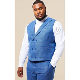 👉 Gilet blauw Plus Slim Fit Met Dubbele Knopen, Blue