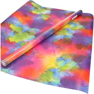 👉 Inpakpapier 1x Inpakpapier/cadeaupapier multi kleuren met waterverf motief 200 x 70 cm rol