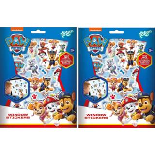 👉 Kindersticker kinderen 2x pakjes raam/autoraam kinder stickers - 4 velletjes Paw Patrol thema