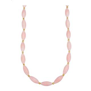 👉 Halsketting roze legering geel vrouwen senioren Collier met opalen en hematietkralen Diemer Farbstein 4055709307062