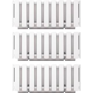 👉 Plantenbak wit kunststof parel 3x stuks fence-look plantenbakken/bloembakken 38 x 18 16 cm