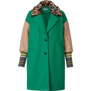 👉 Mantel vrouwen kunstvezels effen mannen groen zand met afneembare imitatievacht aan de kraag Angel of Style Groen/Zand 4055708652163 4055708652194
