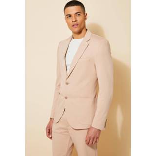 👉 Colbert beige Jersey Slim Fit Met Enkele Rij Knopen,