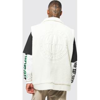 👉 Oversized Pluizige Worldwide Bodywarmer Met Reliëf, Ecru