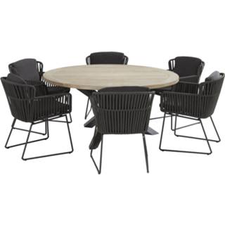👉 Terrastafel teak Taste by 4SO Louvre tuintafel 160 cm rond met Vitali dining tuinstoel