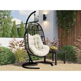 👉 Hangstoel zwart tuin SOLARIS met crème kussen 5400943240467