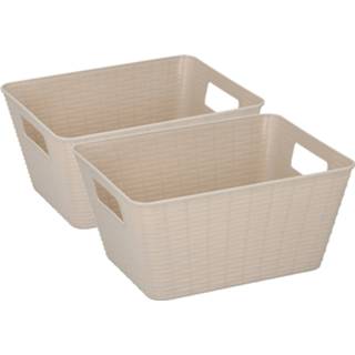 👉 Opbergmand beige plastic 8x opbergmanden rechthoekig 26 x 20 13 cm