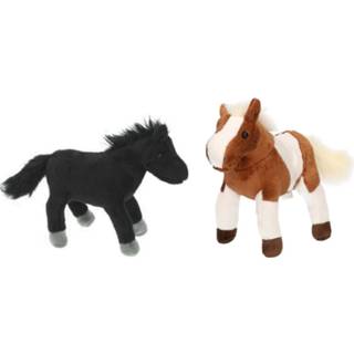 👉 Pluche dier kinderen Set van 2x stuks dieren paarden knuffels 25 cm