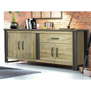 👉 Dressoir antraciet eik DEXTER 4 deuren 1 lade limerick eik/antraciet 5400943239959