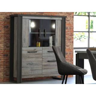 👉 Vitrinekast antraciet eik DEXTER 4 deuren 1 lade bonifacio eik/antraciet 5400943240979