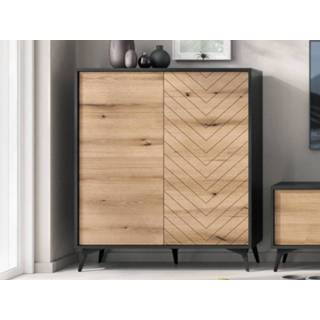 👉 Commode zwart eik Hoge ADAMAS 2 deuren zwart/evoke 5400943244816