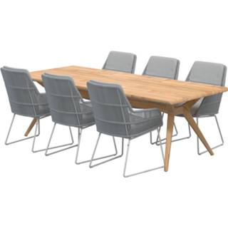 👉 Terrastafel grijs teak frost grey 4SO Bel air tuintafel met Valencia dining tuinstoel