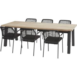 👉 Terrastafel antraciet teak grijs Taste by 4SO Derby tuintafel met Barista stapelbare tuinstoel