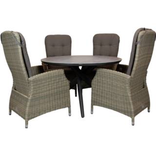 👉 Qopps Zukla 120 cm rond tuintafel met Memphis verstelbare tuinstoel