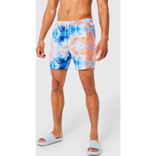 👉 Tall Marmerprint Zwembroek Met Print, Blue