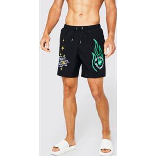👉 Tall Official Worldwide Zwembroek Met Vlammen, Black