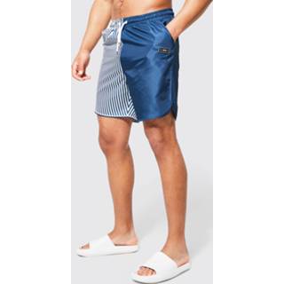 👉 Tall Gesplitste Gestreepte Zwembroek, Navy